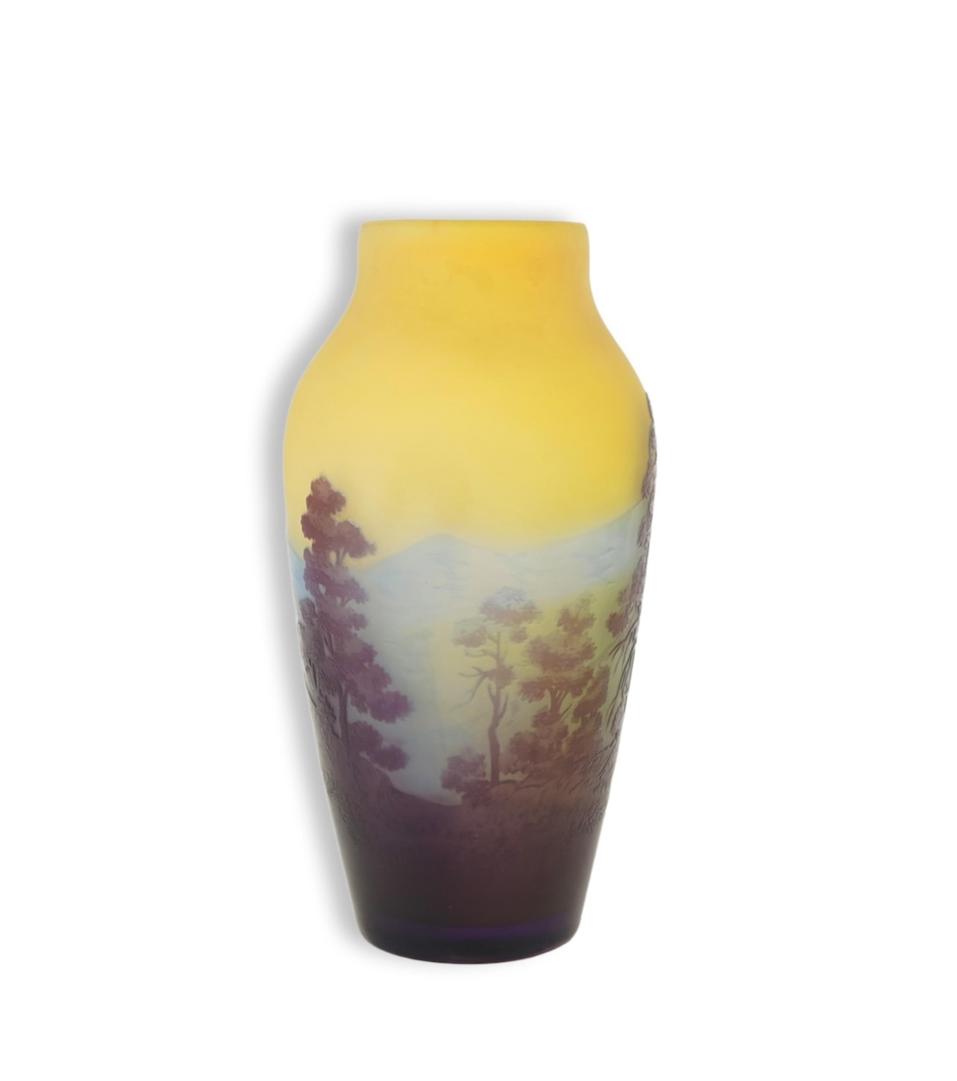 A Gallé cameo glass ‘landscape’ vase